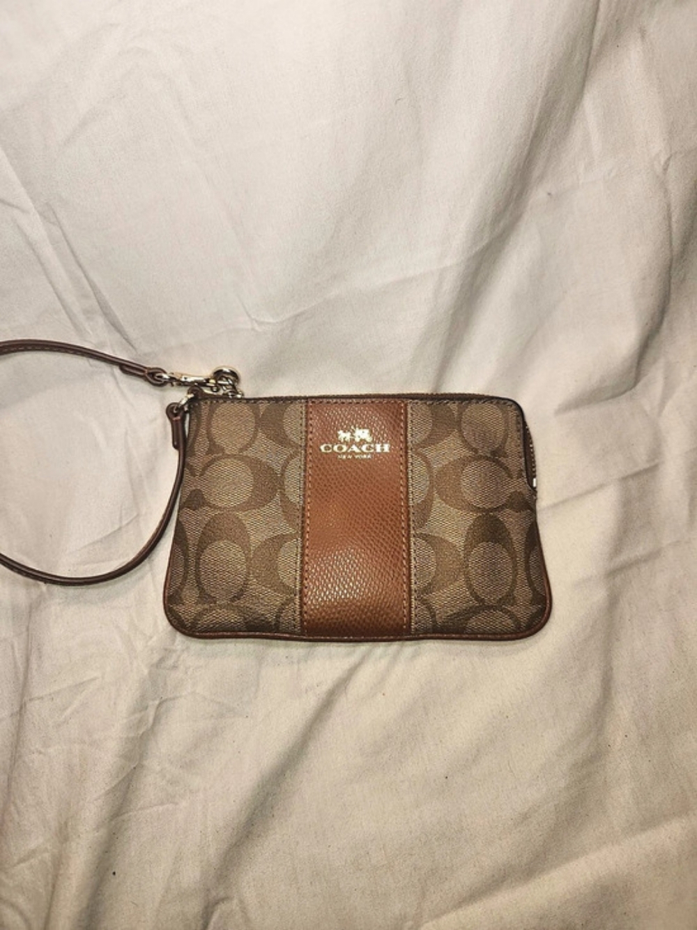 Coach Small Wristlet Brown Monogram Mini Wristlet